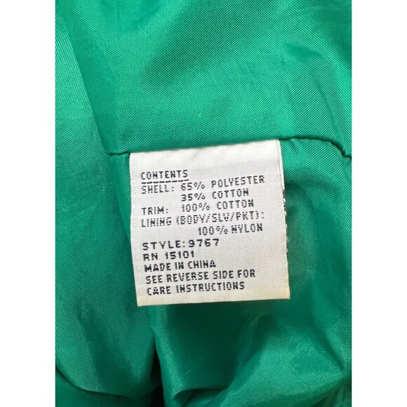 Vintage Be In The Current Scene Green & White Jacket 22W Drawstring Collar - Picture 4 of 5